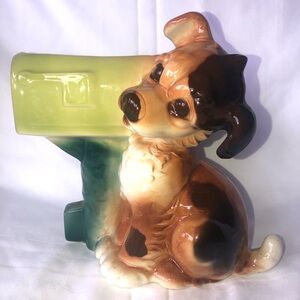 Vintage 1940’s 1950’s Planter Dog Pup U. S. Mail Pre Owned NO damage, 9” X 9”